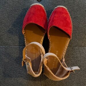 Kurt Geiger Red and Tan Espadrille Flats